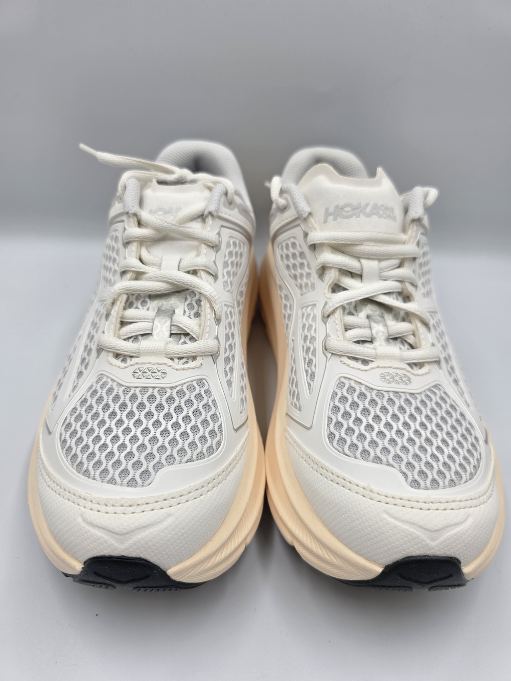 Hoka Clifton One 9 Sneakers - Light Gray with Cream Sole - Picture 3 of 6